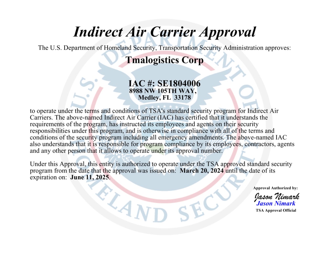 Autorización de TSA